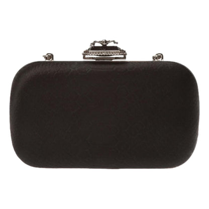 Alexander McQueen Black Embossed Satin Spider Box Clutch 583733