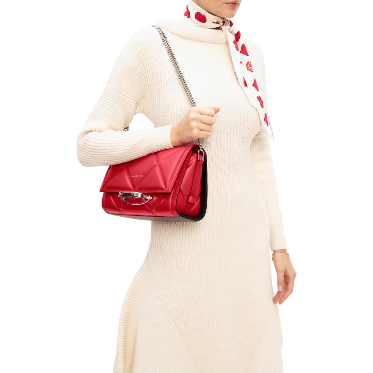 Alexander McQueen The Story Red Leather Quilted Shoulder Bag 631473