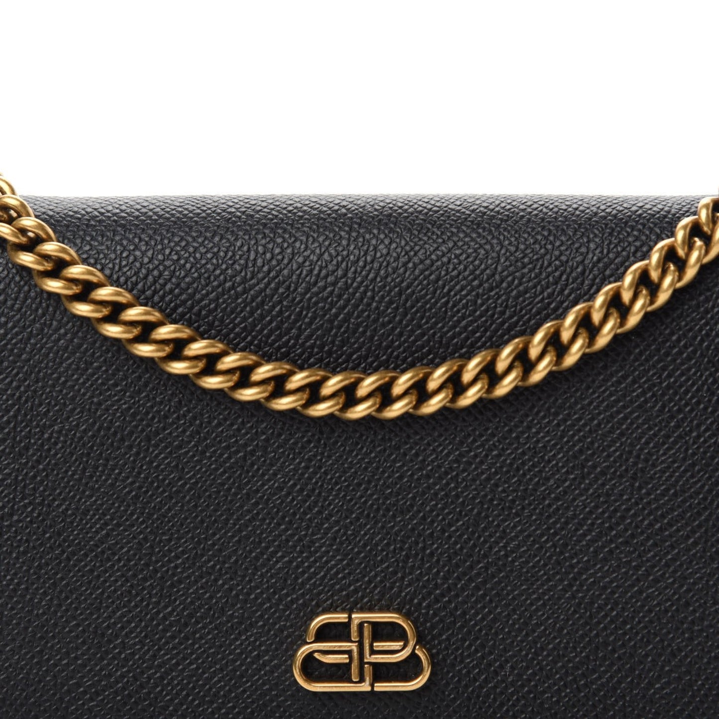 Balenciaga BB Grained Calfskin Black Wallet On Chain Cross Body
