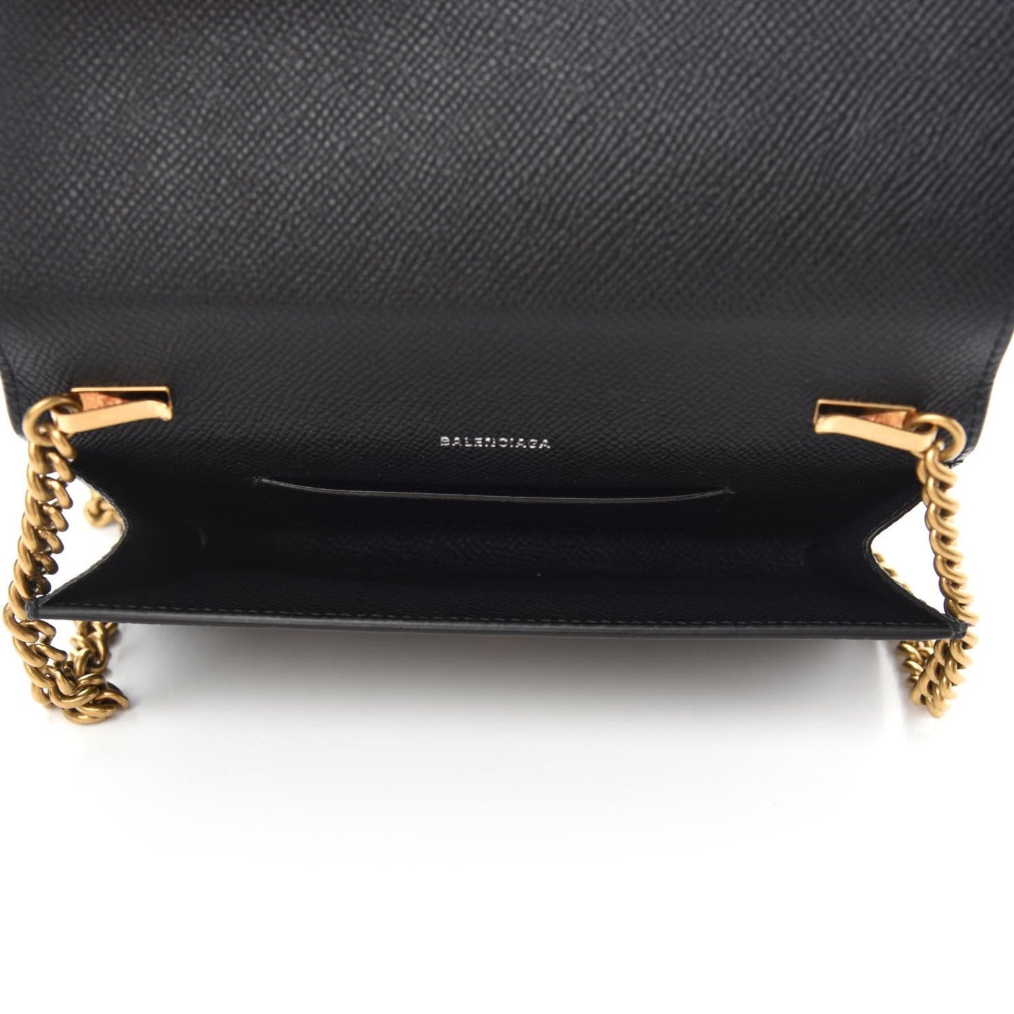 Balenciaga BB Grained Calfskin Black Wallet On Chain Cross Body
