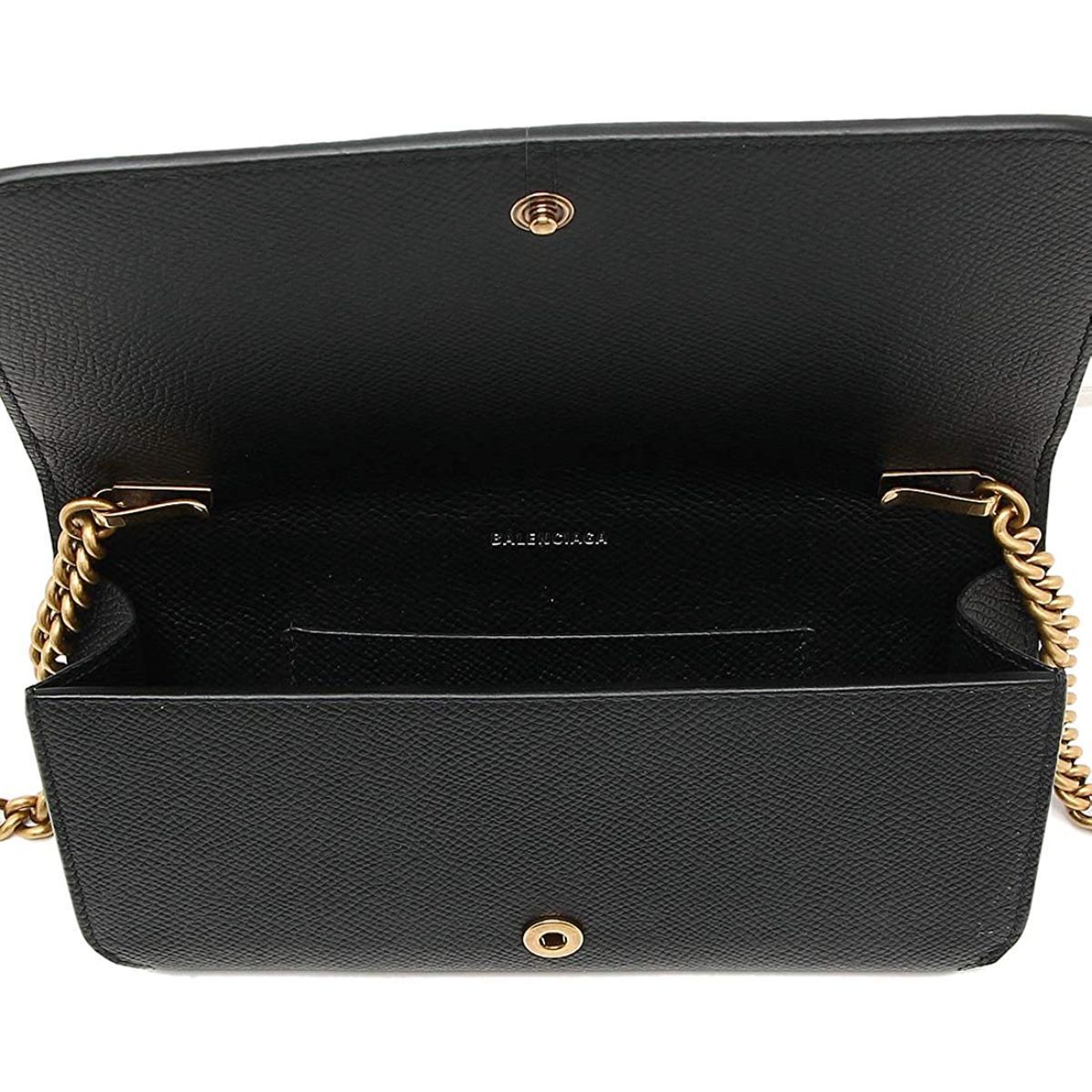 Balenciaga BB Grained Calfskin Black Wallet On Chain Cross Body
