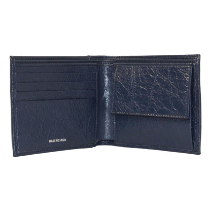 Balenciaga Cash Square Blue Arena Leather Bifold Wallet