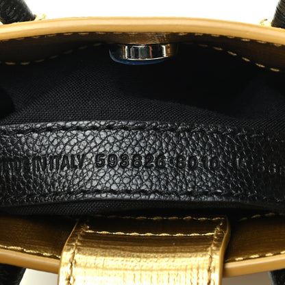 Balenciaga Gold Calfskin Leather Shopper Cross Body Bag