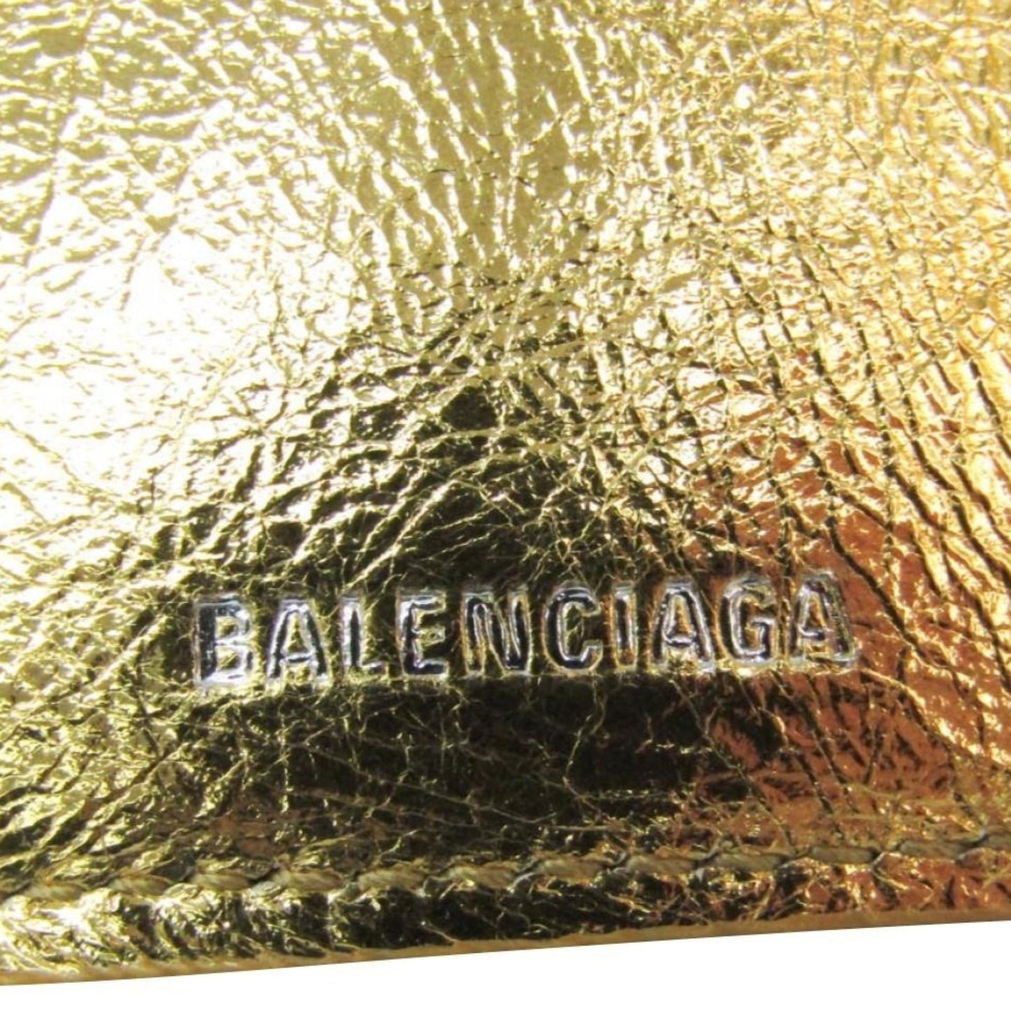 Balenciaga Papier Gold Arena Lambskin Mini Trifold Wallet