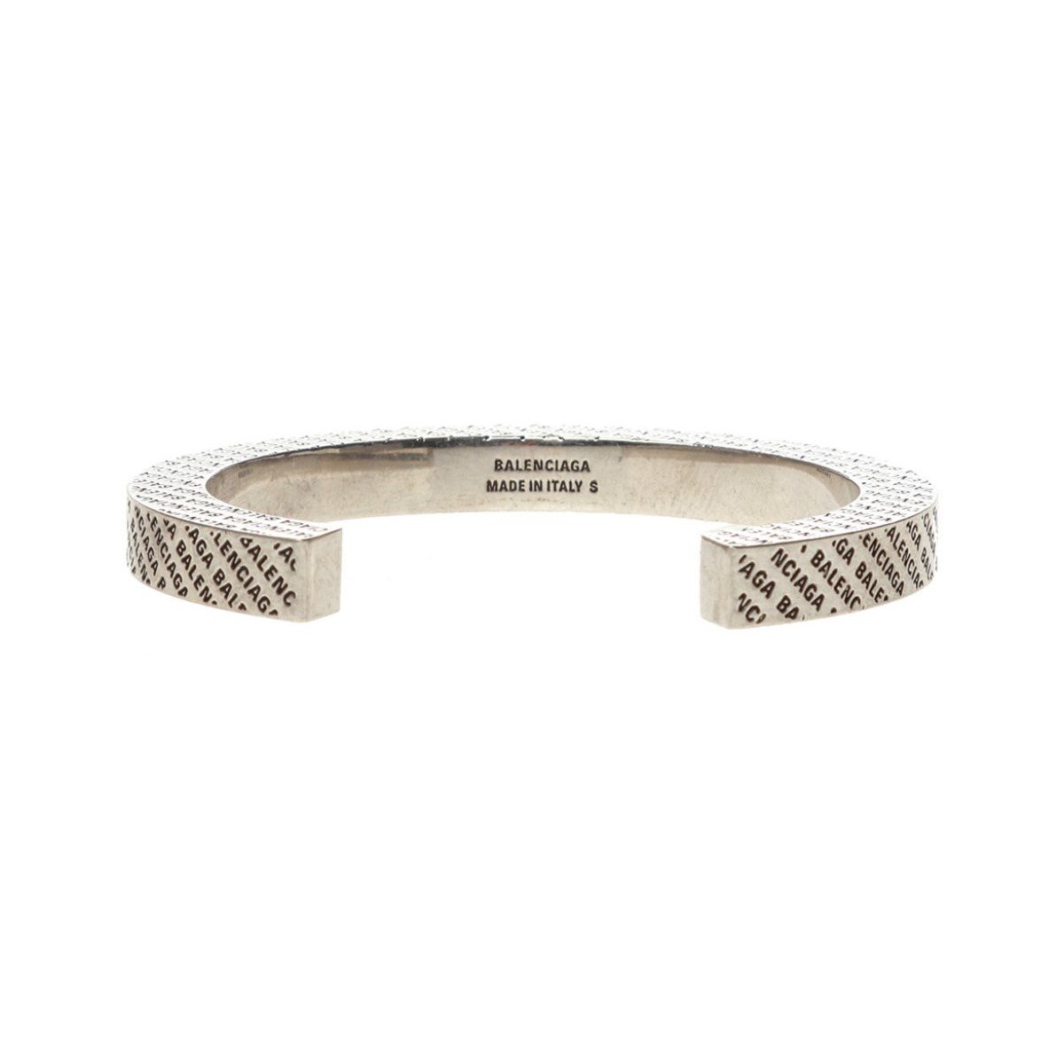 Balenciaga Silver-tone Logo Engraved Bangle Cuff 582421