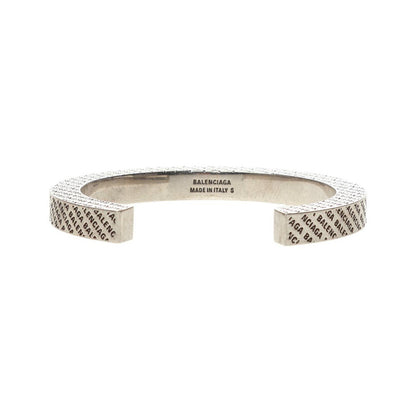 Balenciaga Silver-tone Logo Engraved Bangle Cuff 582421