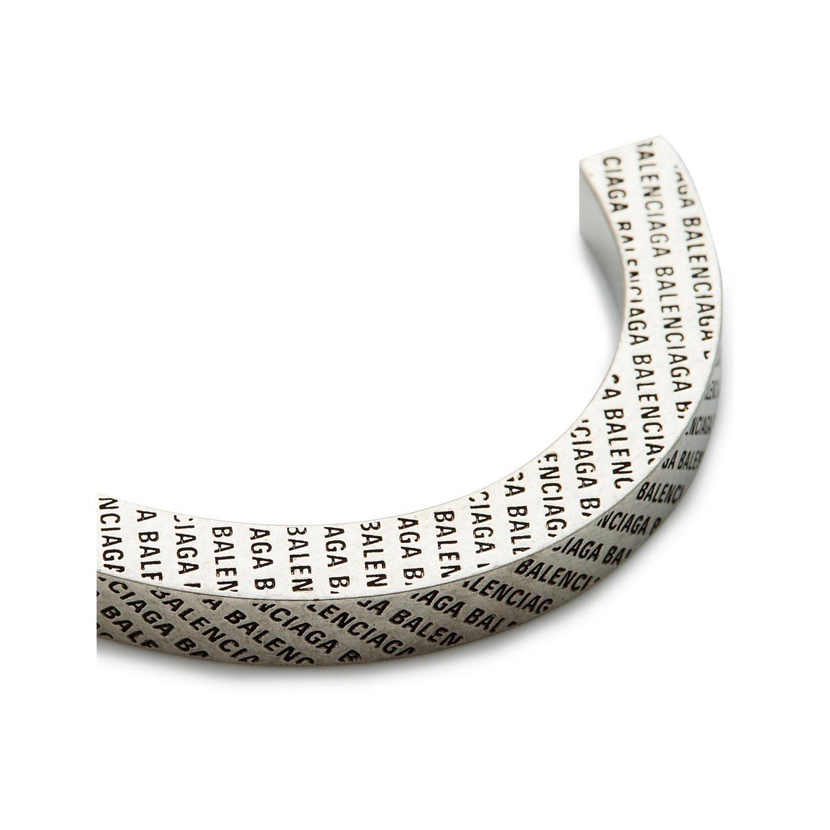 Balenciaga Silver-tone Logo Engraved Bangle Cuff 582421