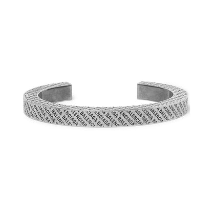 Balenciaga Silver-tone Logo Engraved Bangle Cuff 582421