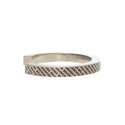 Balenciaga Silver-tone Logo Engraved Bangle Cuff 582421