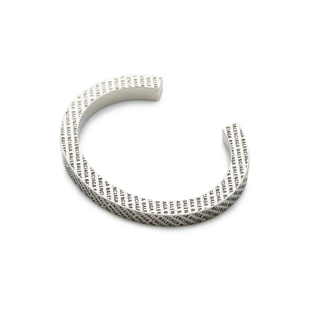 Balenciaga Silver-tone Logo Engraved Bangle Cuff 582421