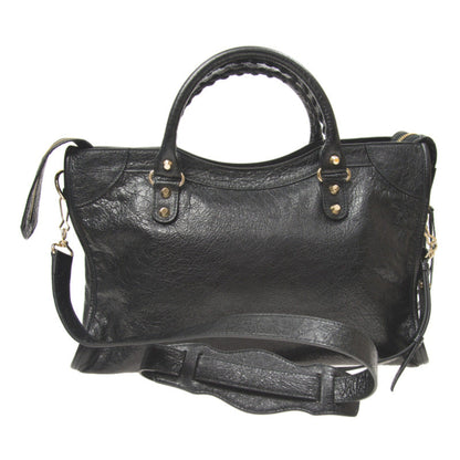 Balenciaga Classic City Grey Shiny Arena Leather Shoulder Bag