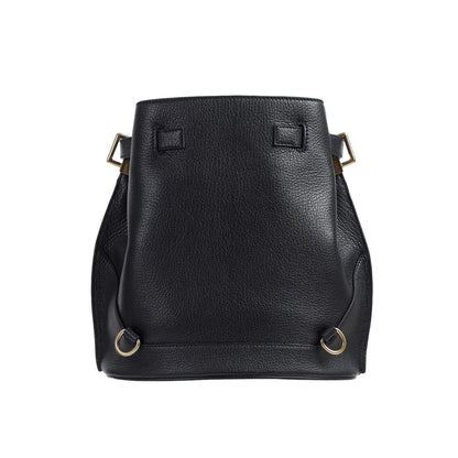 Balmain B-Belted 27 Black Goat Leather Convertible Backpack Bucket Bag