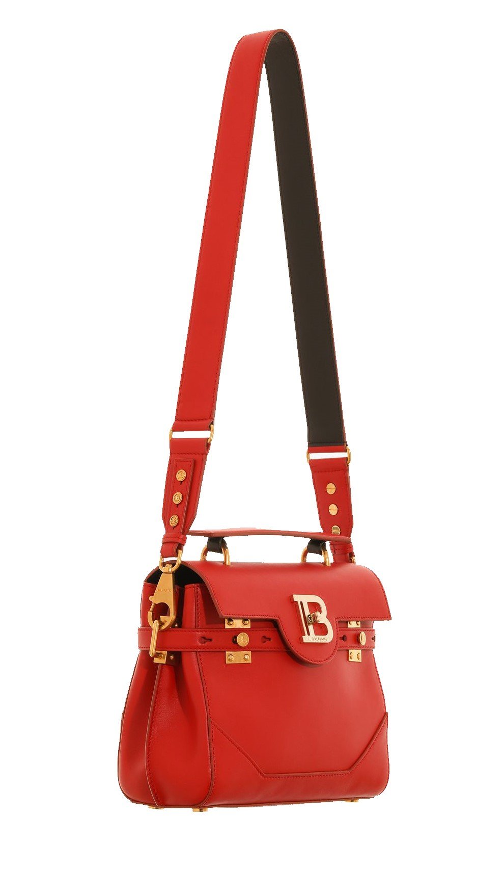 Balmain B-Buzz 23 Red Leather Top Handle Satchel Handbag UN1S526