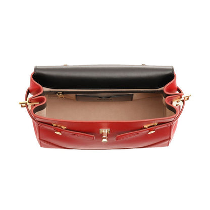 Balmain B-Buzz 23 Red Leather Top Handle Satchel Handbag UN1S526