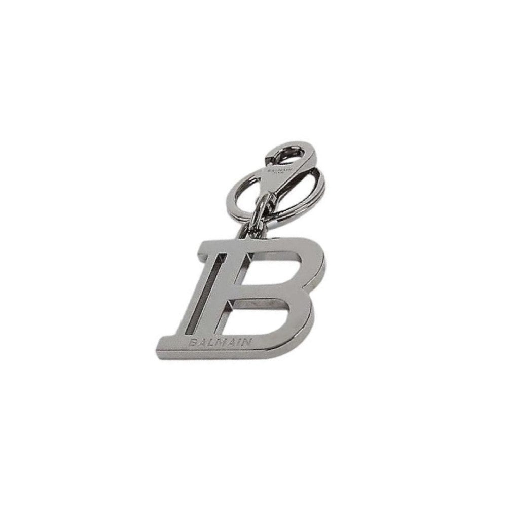 Balmain B-Keyring Silver-tone Metal Keychain TN4J001M