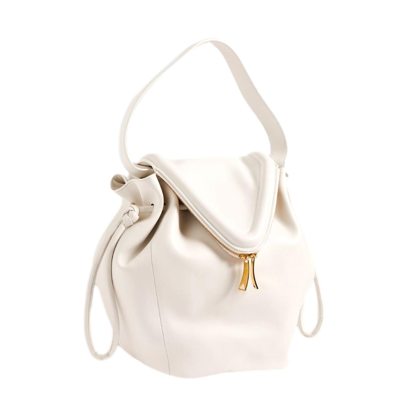 Bottega Veneta Beak Large Ivory Calfskin Shoulder Bag 666511