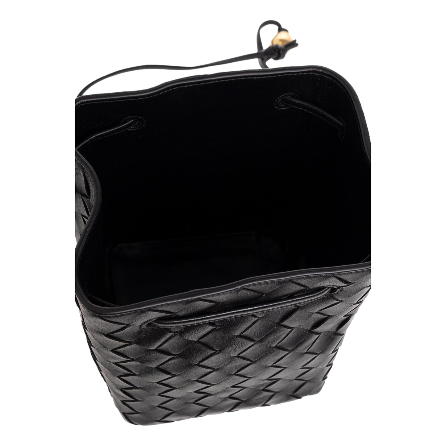 Bottega Veneta Intrecciato Black Woven Leather Bucket Crossbody Bag