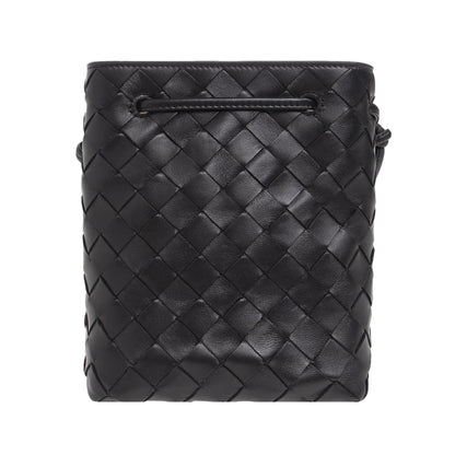 Bottega Veneta Intrecciato Black Woven Leather Bucket Crossbody Bag