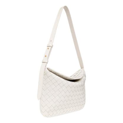 Bottega Veneta Intrecciato Patent Ivory Leather Flap Small Shoulder Bag