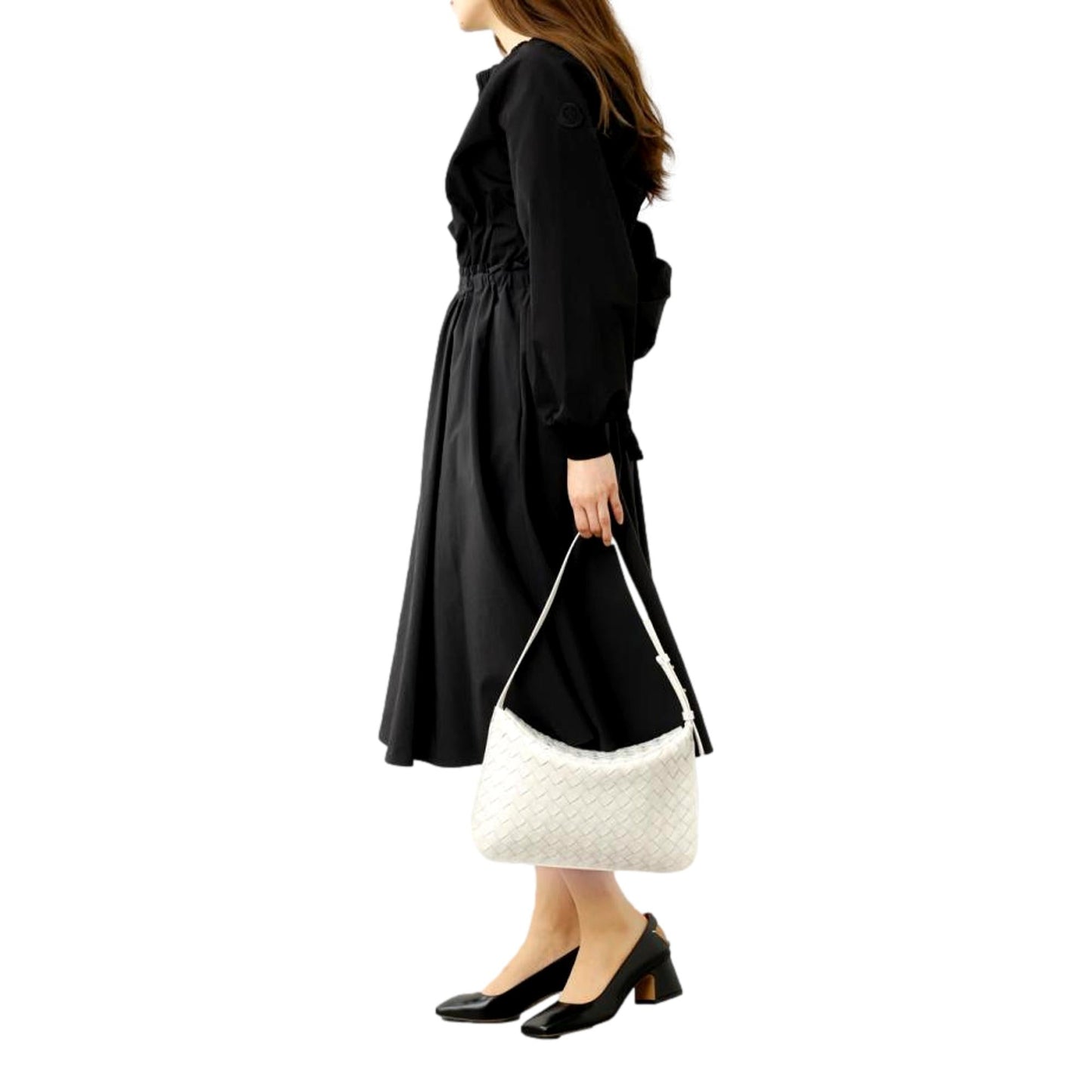 Bottega Veneta Intrecciato Patent Ivory Leather Flap Small Shoulder Bag