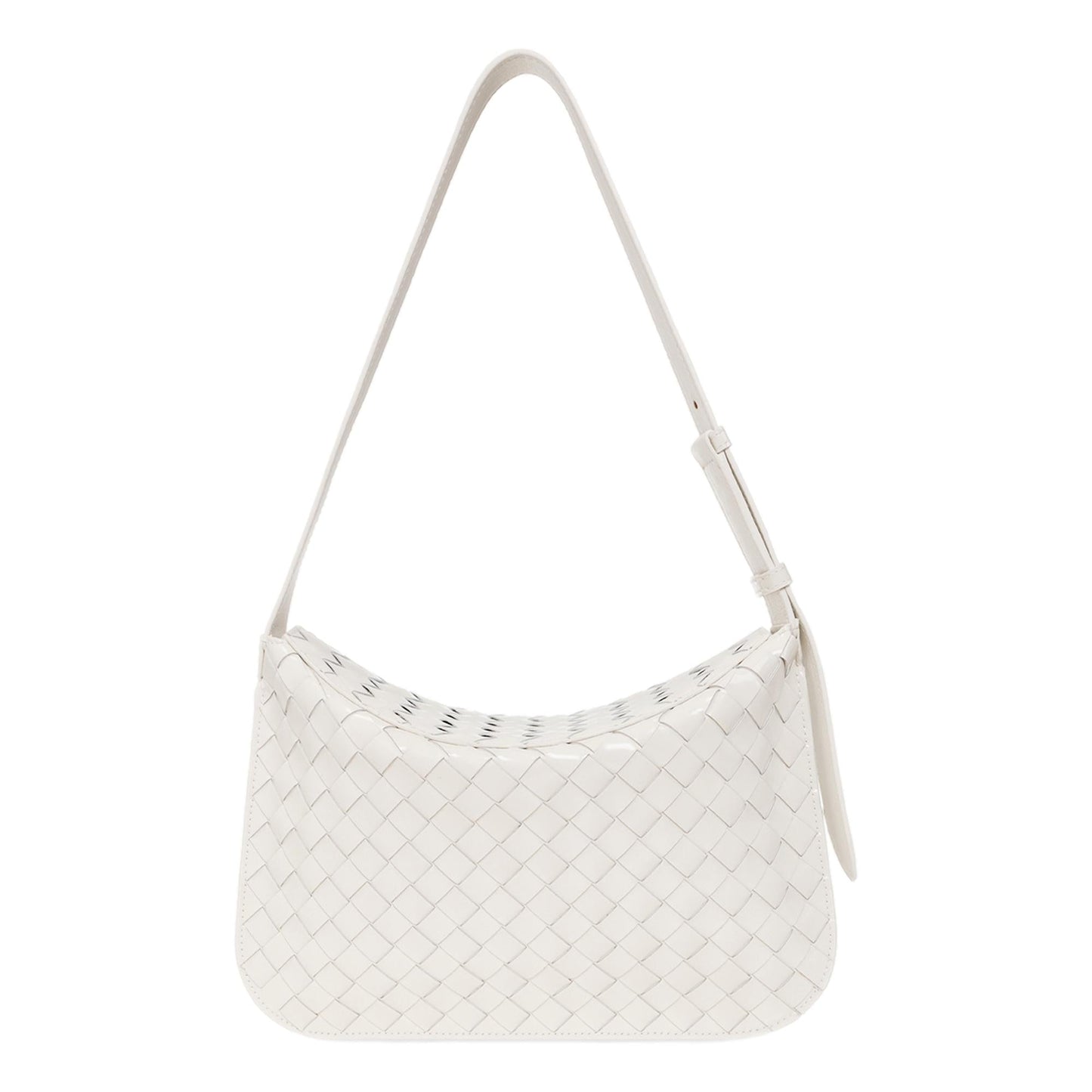Bottega Veneta Intrecciato Patent Ivory Leather Flap Small Shoulder Bag