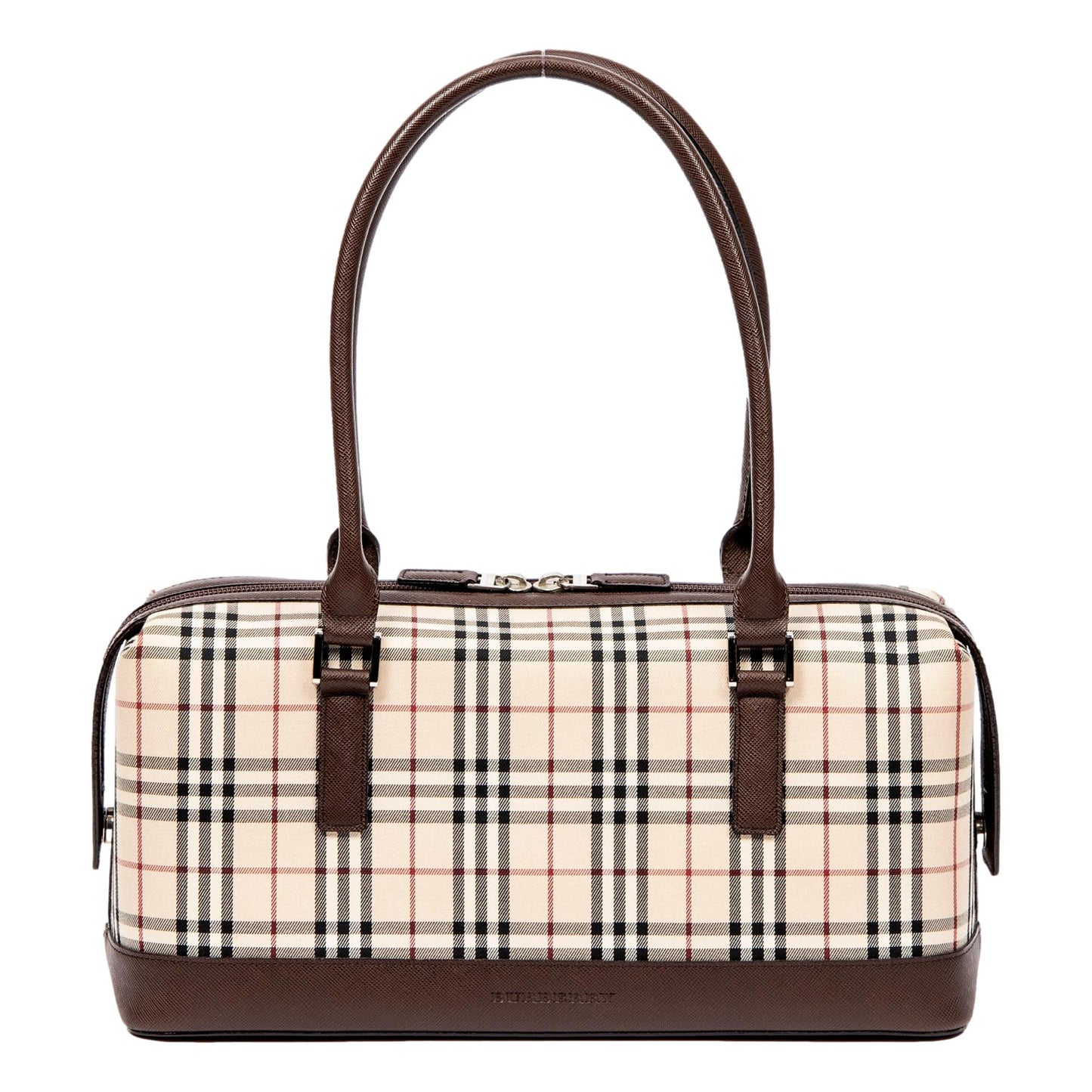 Burberry Nova Check Canvas Leather Trim Mini Boston Bag