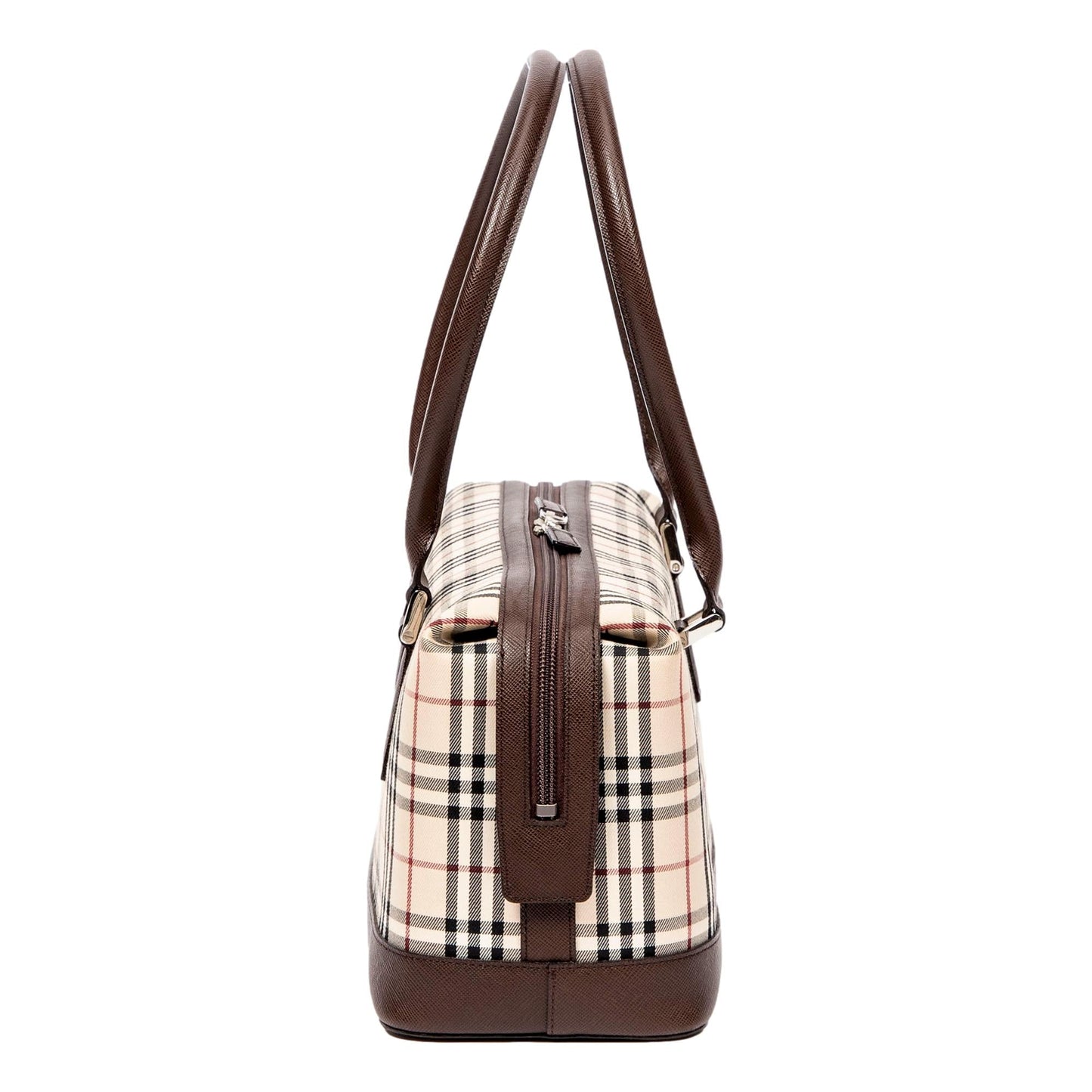 Burberry Nova Check Canvas Leather Trim Mini Boston Bag