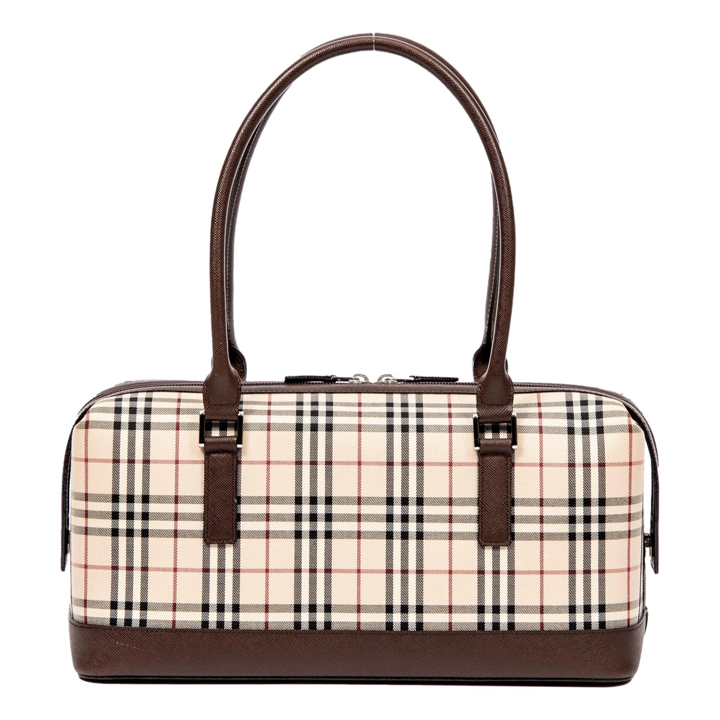 Burberry Nova Check Canvas Leather Trim Mini Boston Bag