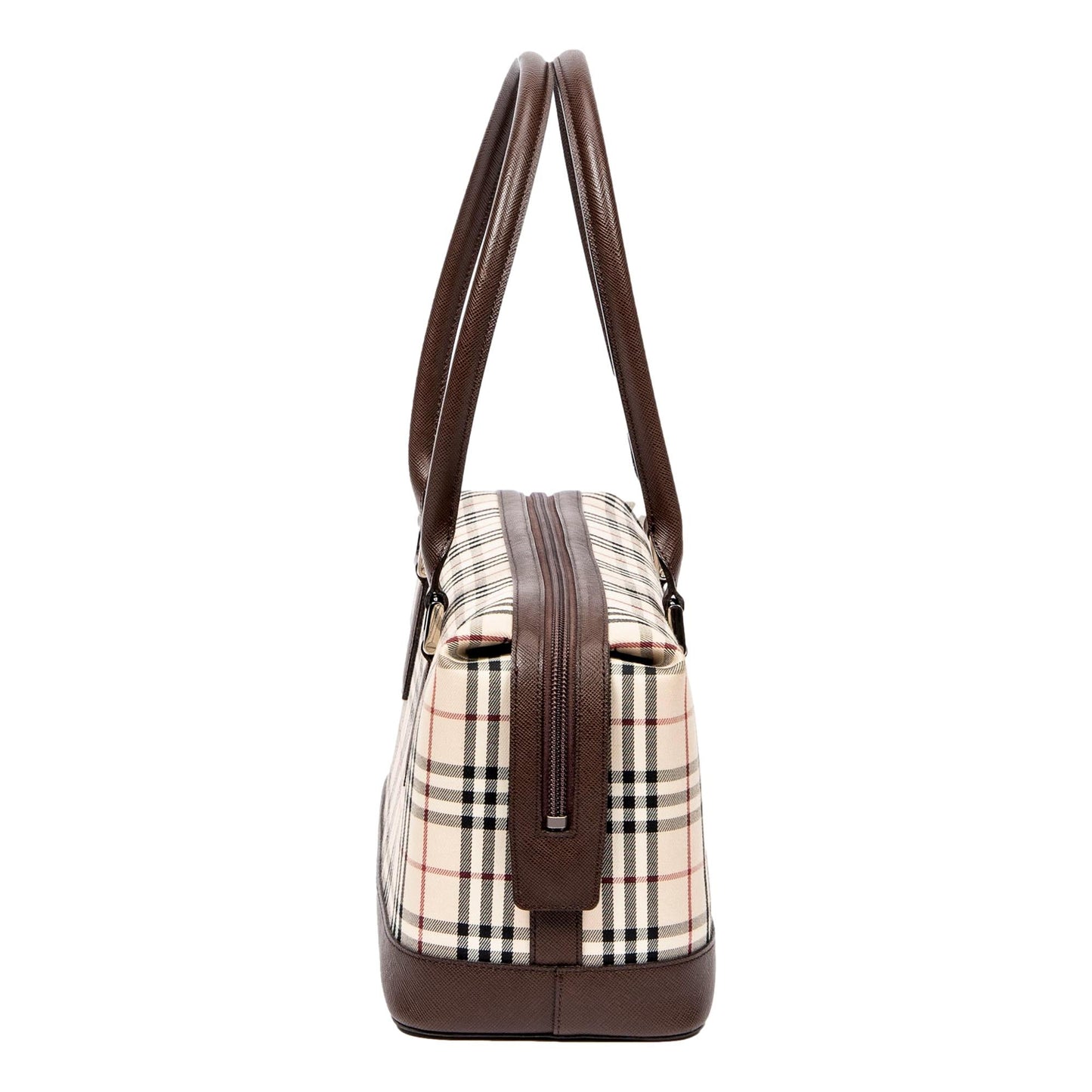 Burberry Nova Check Canvas Leather Trim Mini Boston Bag