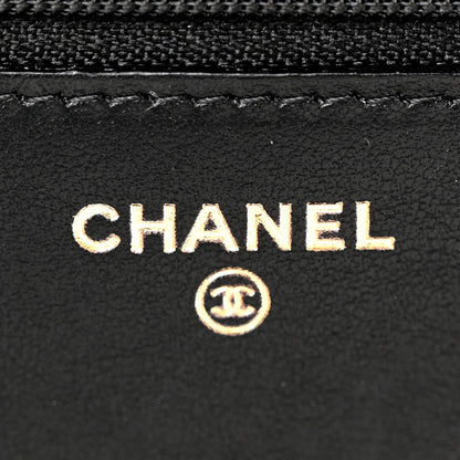 Chanel Boy Quilted Black Caviar Leather Wallet on Chain Crossbody Bag