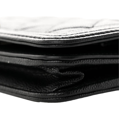 Chanel Boy Quilted Black Caviar Leather Wallet on Chain Crossbody Bag