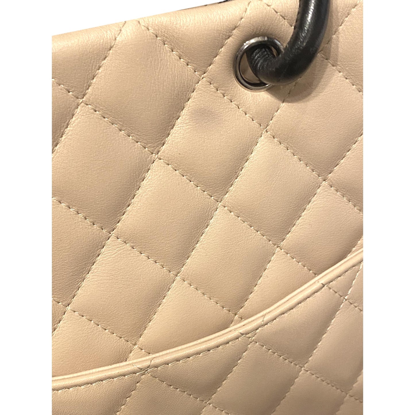 Chanel Cambon Ligne Beige Quilted Calfskin Leather Small Tote Bag
