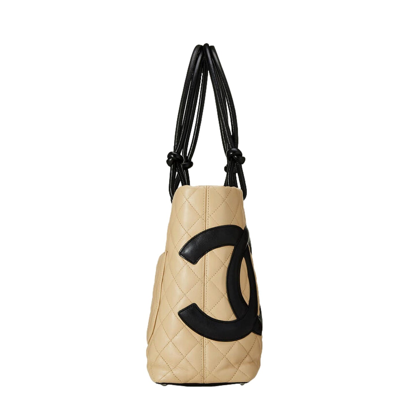 Chanel Cambon Ligne Beige Quilted Calfskin Leather Small Tote Bag