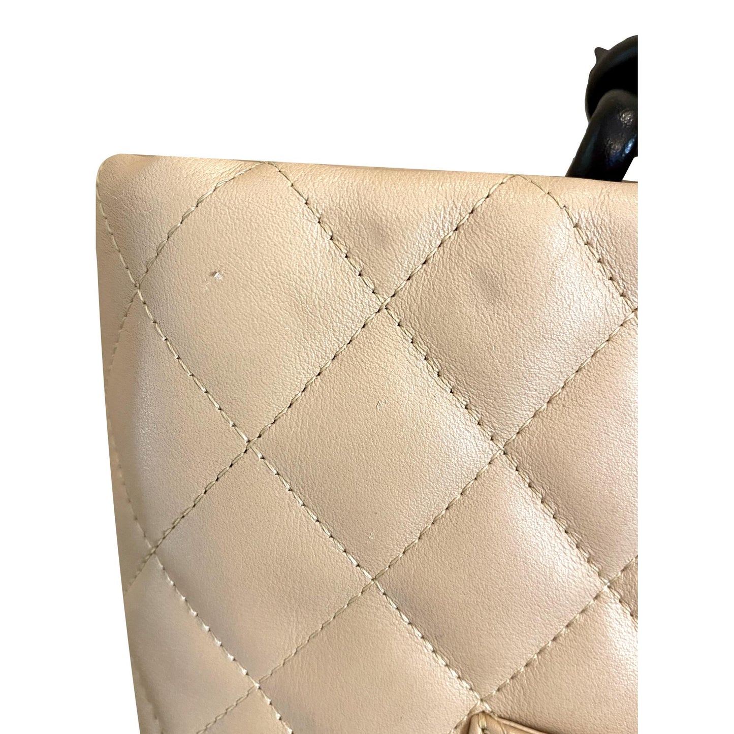 Chanel Cambon Ligne Beige Quilted Calfskin Leather Small Tote Bag