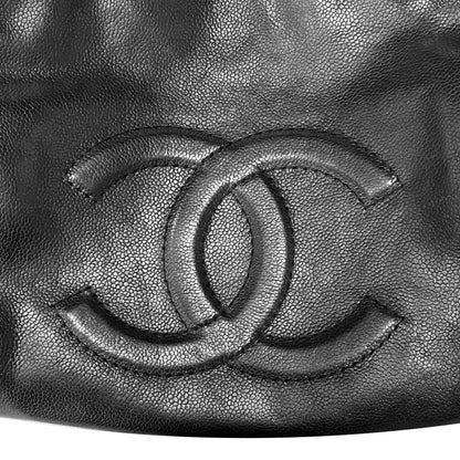 Chanel CC Caviar Embossed Black Leather Tote Bag