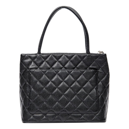 Chanel Medallion Black Caviar Quilted Leather Tote Bag