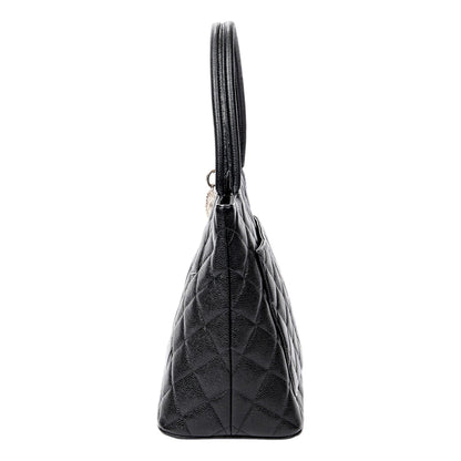 Chanel Medallion Black Caviar Quilted Leather Tote Bag