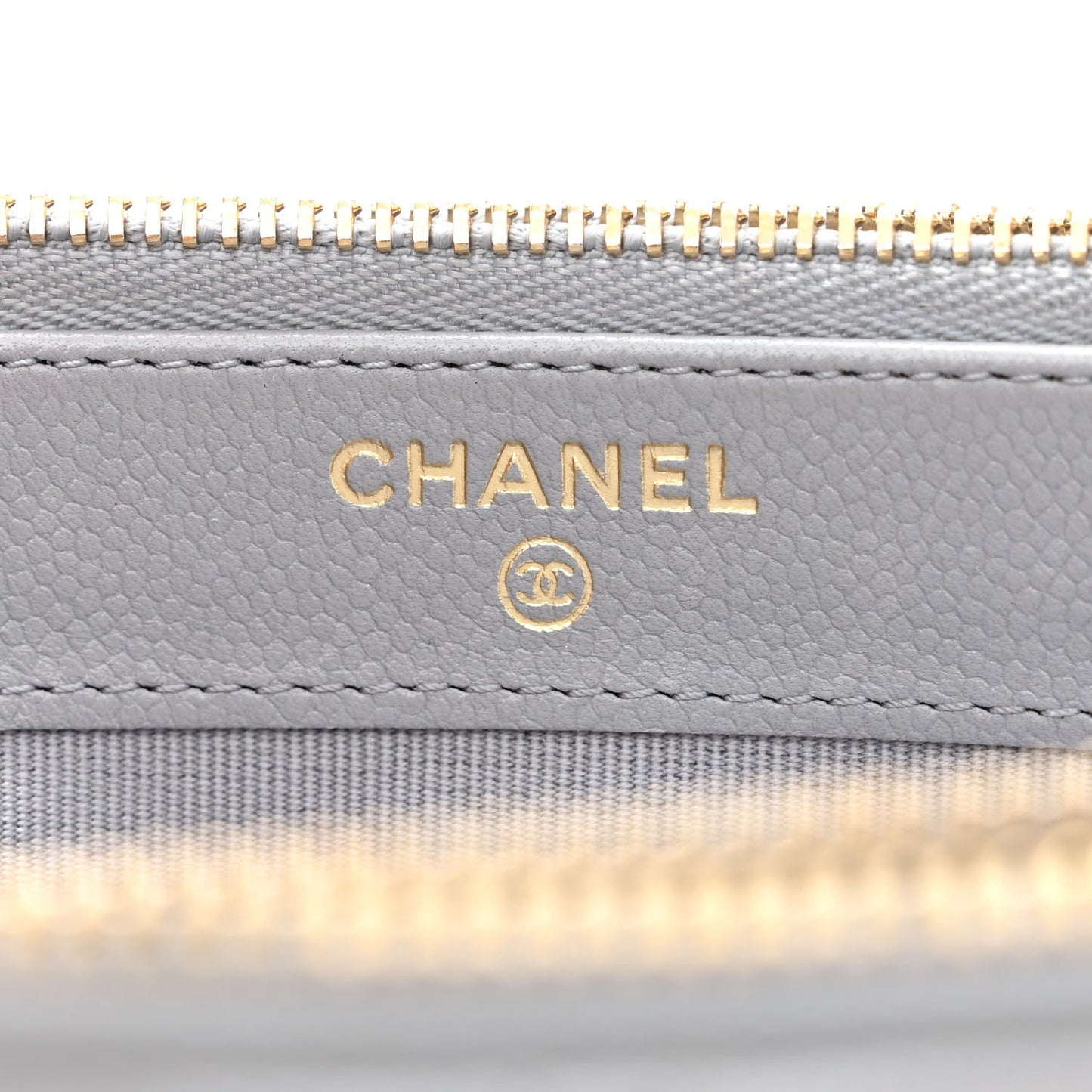 Chanel Matelasse Caviar Leather Charm Wallet on Chain Grey