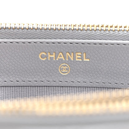 Chanel Matelasse Caviar Leather Charm Wallet on Chain Grey