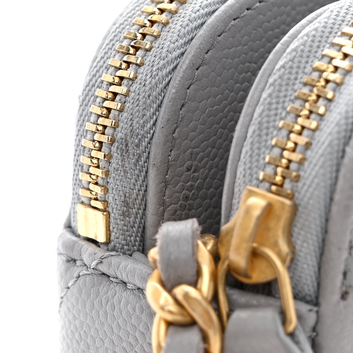 Chanel Matelasse Caviar Leather Charm Wallet on Chain Grey
