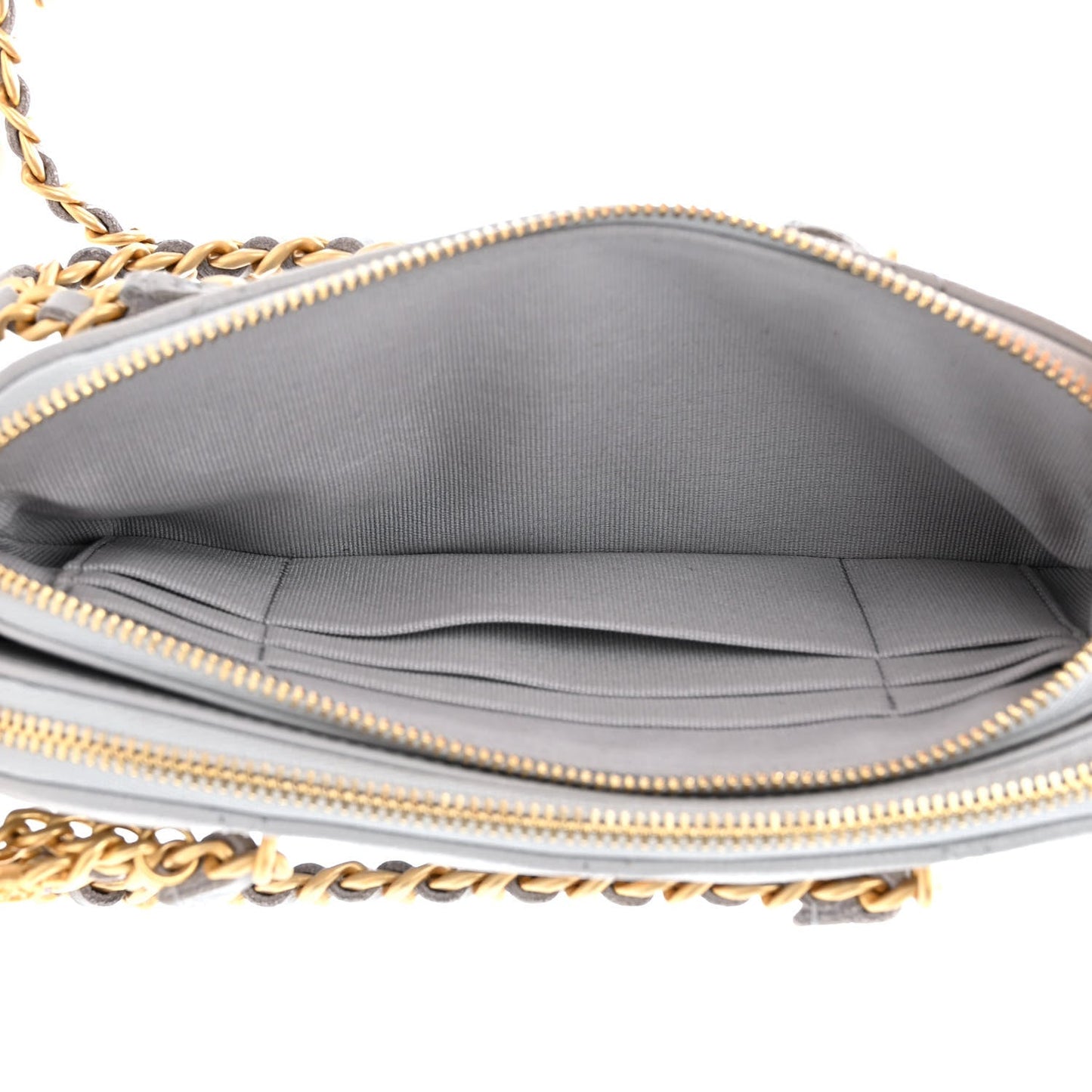 Chanel Matelasse Caviar Leather Charm Wallet on Chain Grey