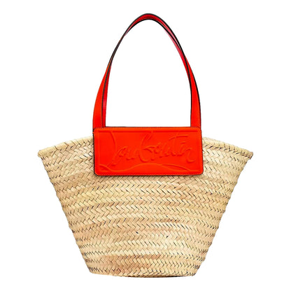 Christian Louboutin Loubishore Orange Woven Raffia Large Tote Bag