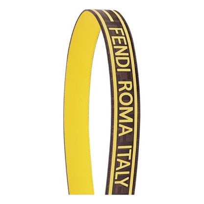 Fendi FF Logo Roma Italy 1925 Brown Yellow Leather Belt Size 105/42