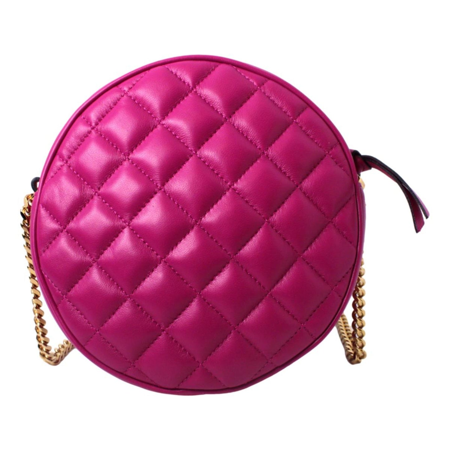 Versace La Medusa Round Quilted Leather Pink Cross Body Bag