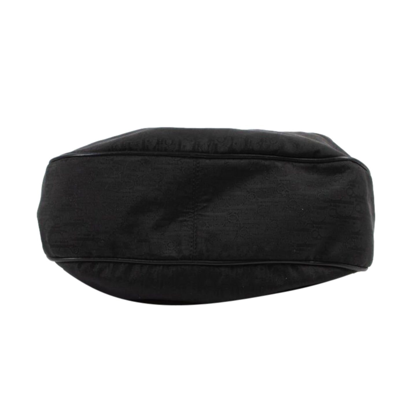 Dior Cannage Black Monogram Canvas Leather Trim Shoulder Bag
