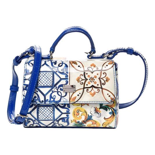 Dolce Gabbana Miss Sicily Majolica Patent Leather Micro Satchel Crossbody