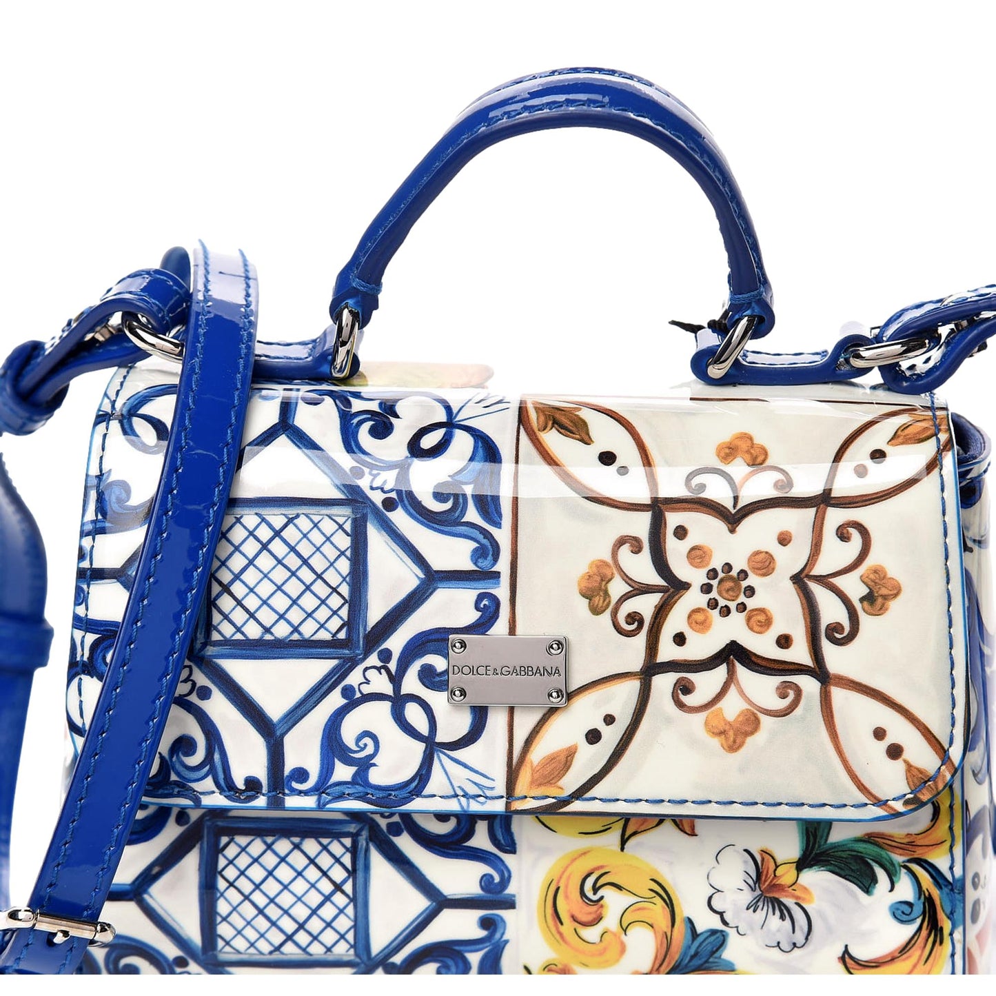 Dolce Gabbana Miss Sicily Majolica Patent Leather Micro Satchel Crossbody