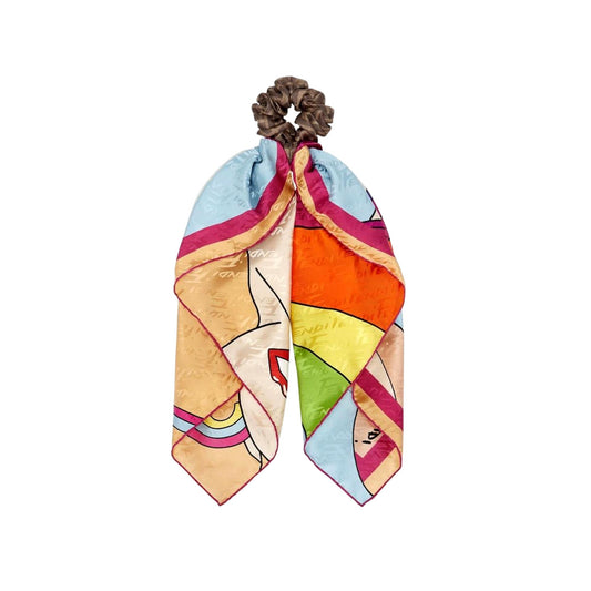 Fendi Antonio Lopez Silk Scarf and FF Logo Scrunchie Set