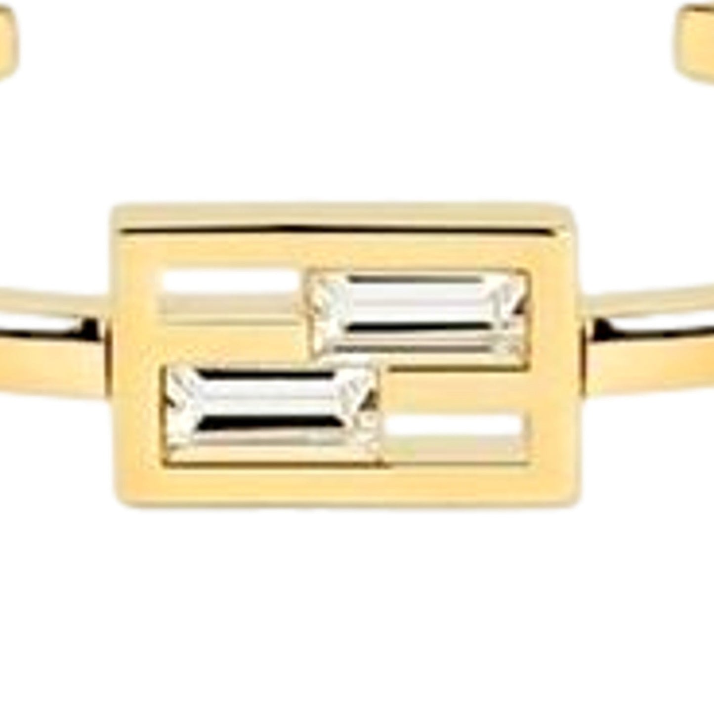 Fendi Baguette Crystal and Gold Small Cuff Bracelet