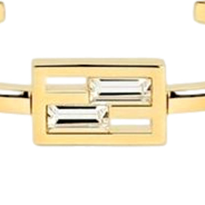 Fendi Baguette Crystal and Gold Small Cuff Bracelet